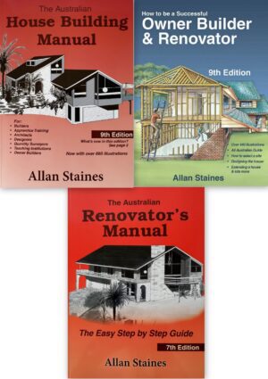 3 x Allan Staines Books, House Building, Successful Owner Builder & Australian Renovators Manual