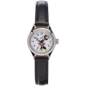 Disney Minnie Mouse Watch Ladies Women's Watch Black Leather Band 25mm