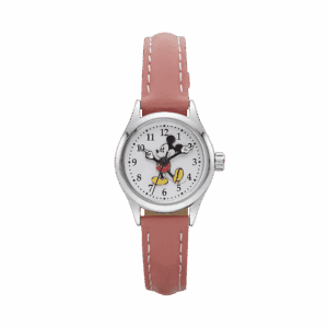 Disney Mickey Mouse Watch Ladies Watch With Pink Leather Band 25mm