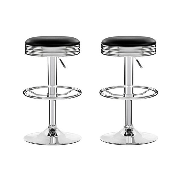 Artiss Set of 2 Backless PU Leather Bar Stools - Black and Chrome