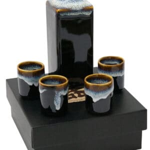 Kakukinyo Sake Pot and Cup Set for Four