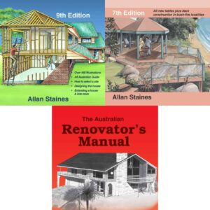 Collection of three home renovation books by Allan Staines on decks, pergolas, and renovations.
