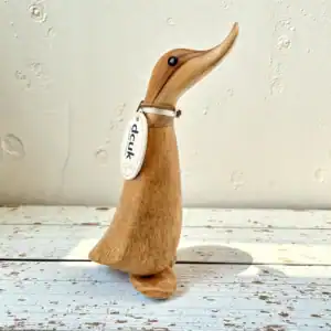 Handcarved bamboo root duck sculpture